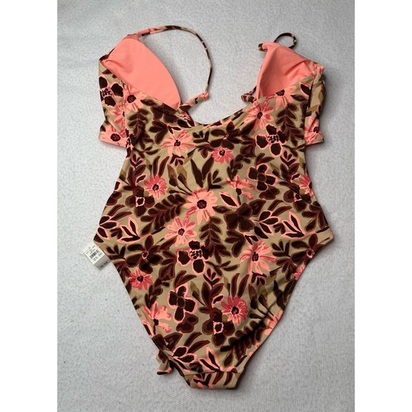 Aerie Women's Wrap One Piece Flroal Pink Swimsuit Sz XL Padded Summer NWT! - Picture 12 of 12